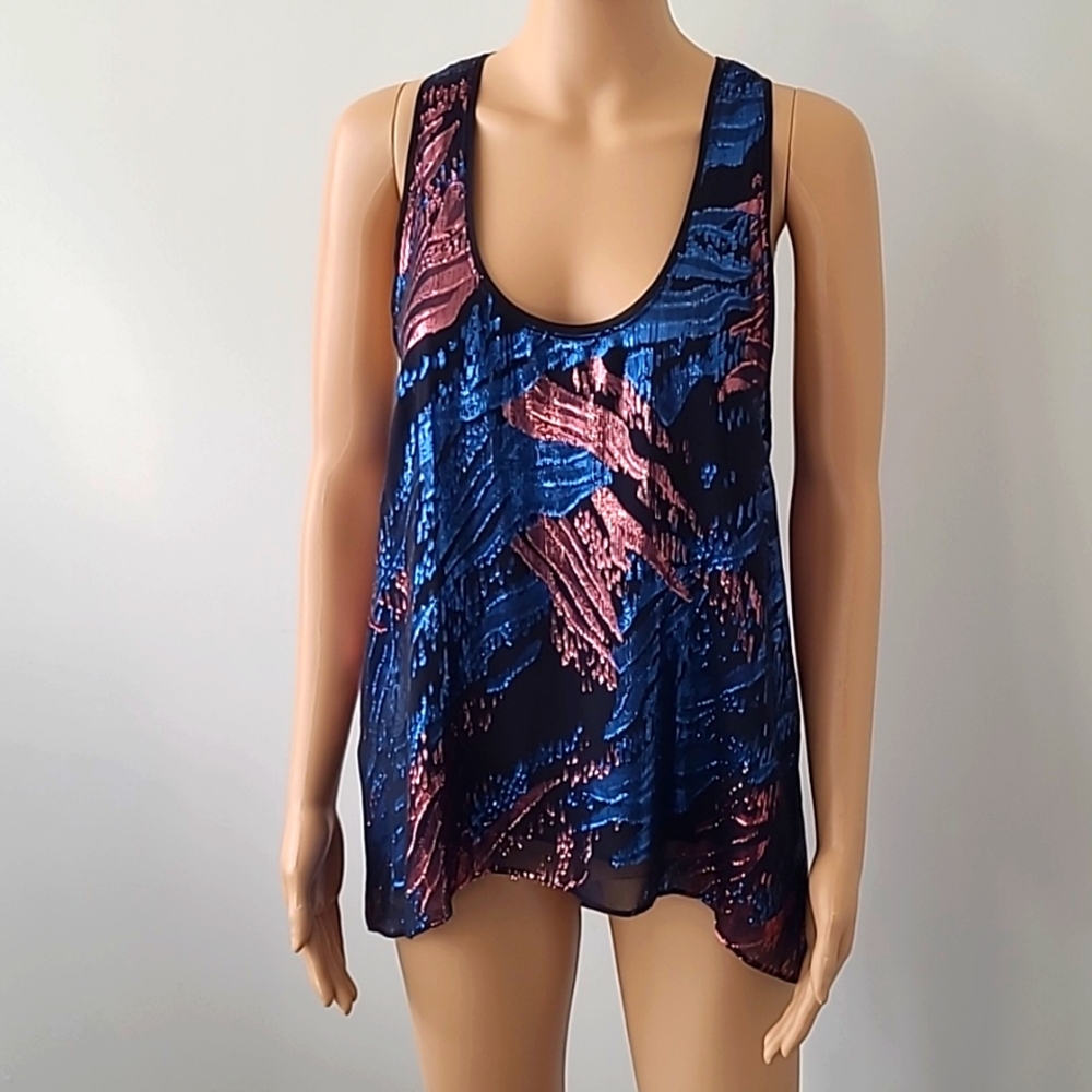 BCBGMaxAzria woven sequin sleeveless top